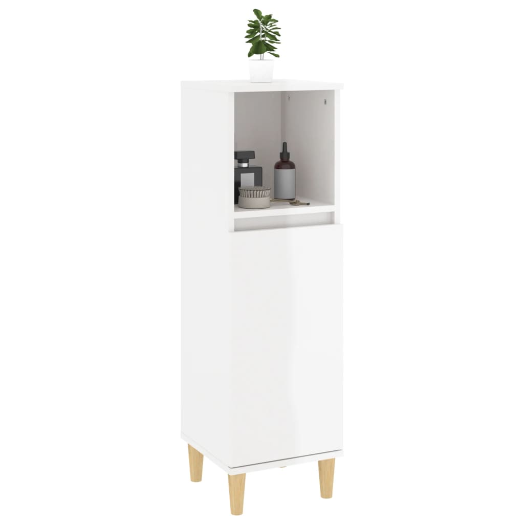 WC cabinet 30x30x100 cm glossy white wood-based