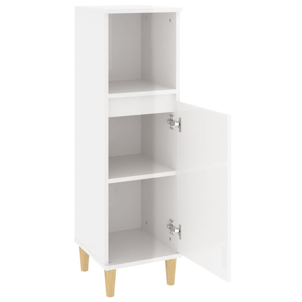 Mueble WC 30x30x100 cm base madera blanco brillo