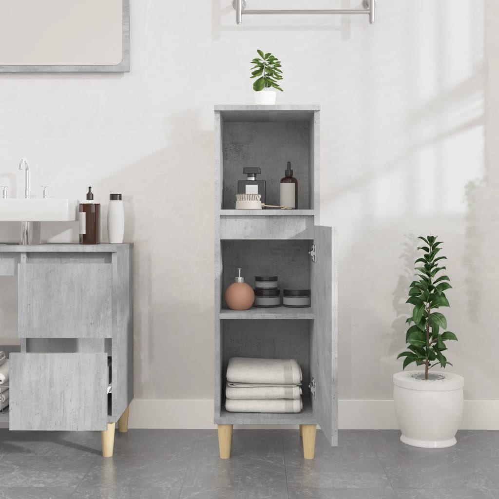 WC cabinet 30x30x100 cm cement gray wood-based