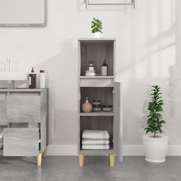 WC cabinet 30x30x100 cm made of gray sonoma wood