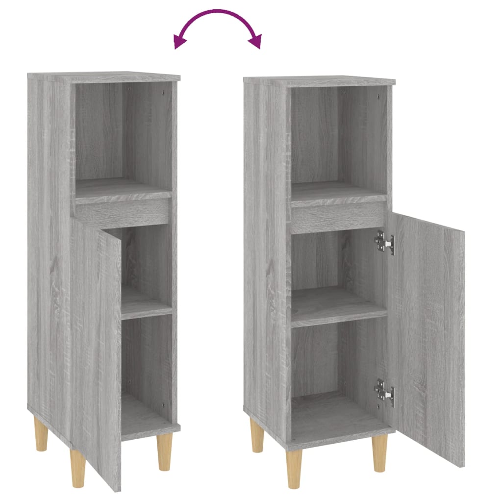 WC cabinet 30x30x100 cm made of gray sonoma wood