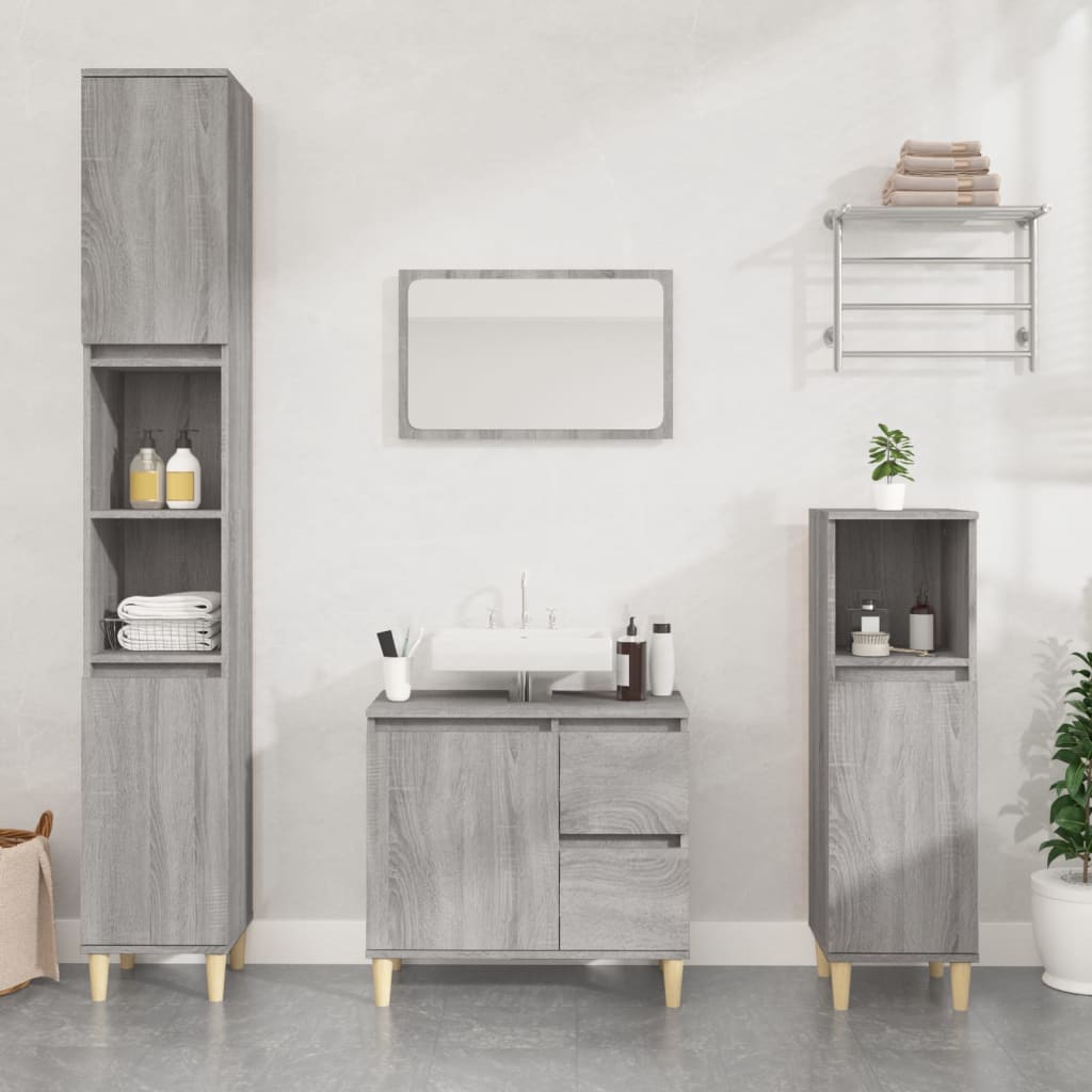 WC cabinet 30x30x100 cm made of gray sonoma wood