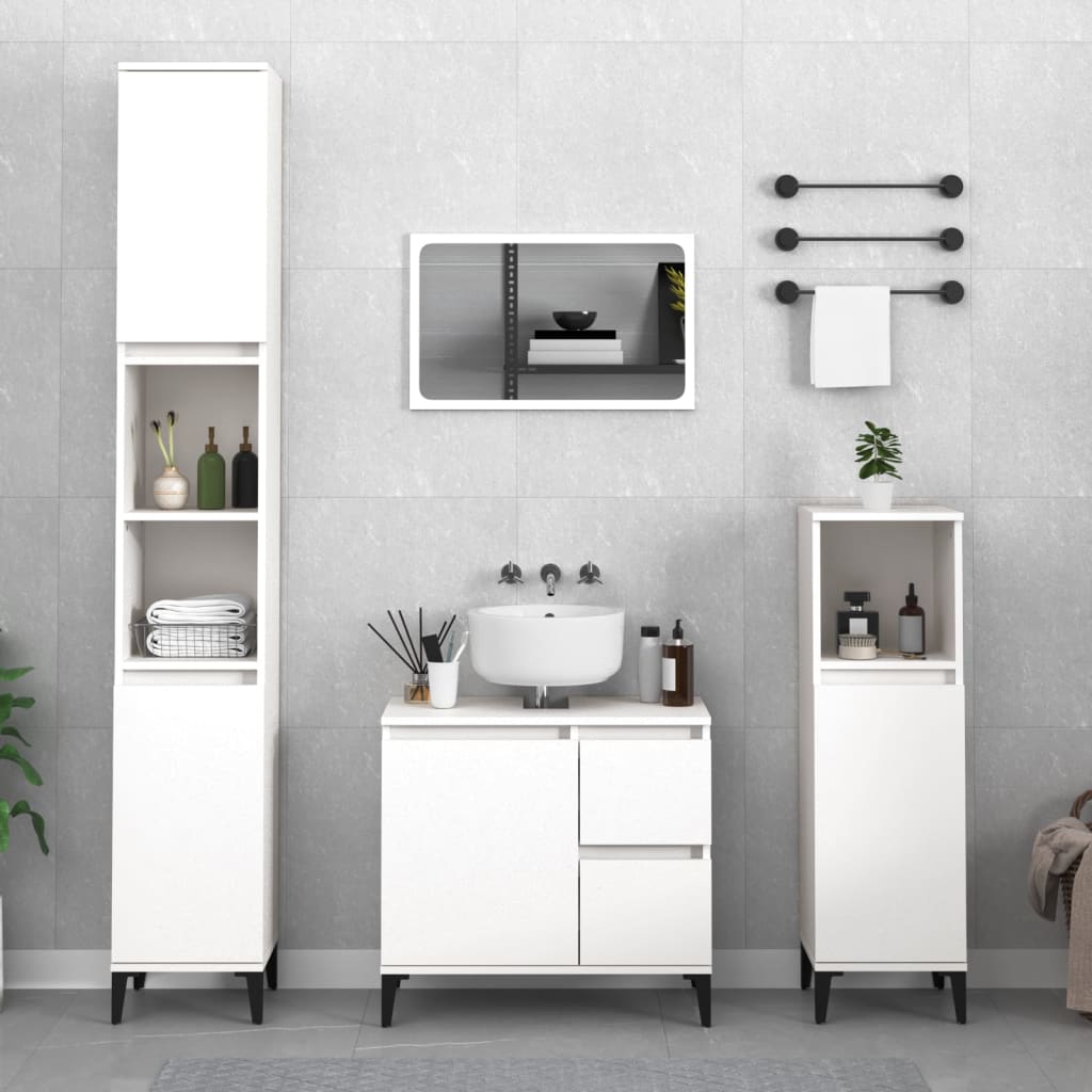 Bathroom cabinet 30x30x100 cm white wood