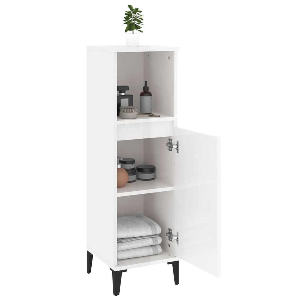 WC cabinet 30x30x100 cm glossy white wood-based