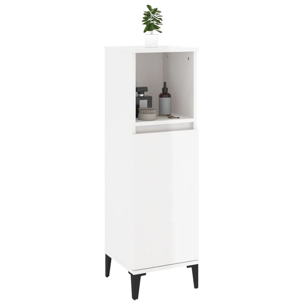 Mueble WC 30x30x100 cm base madera blanco brillo