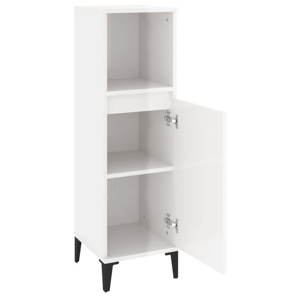 Mueble WC 30x30x100 cm base madera blanco brillo