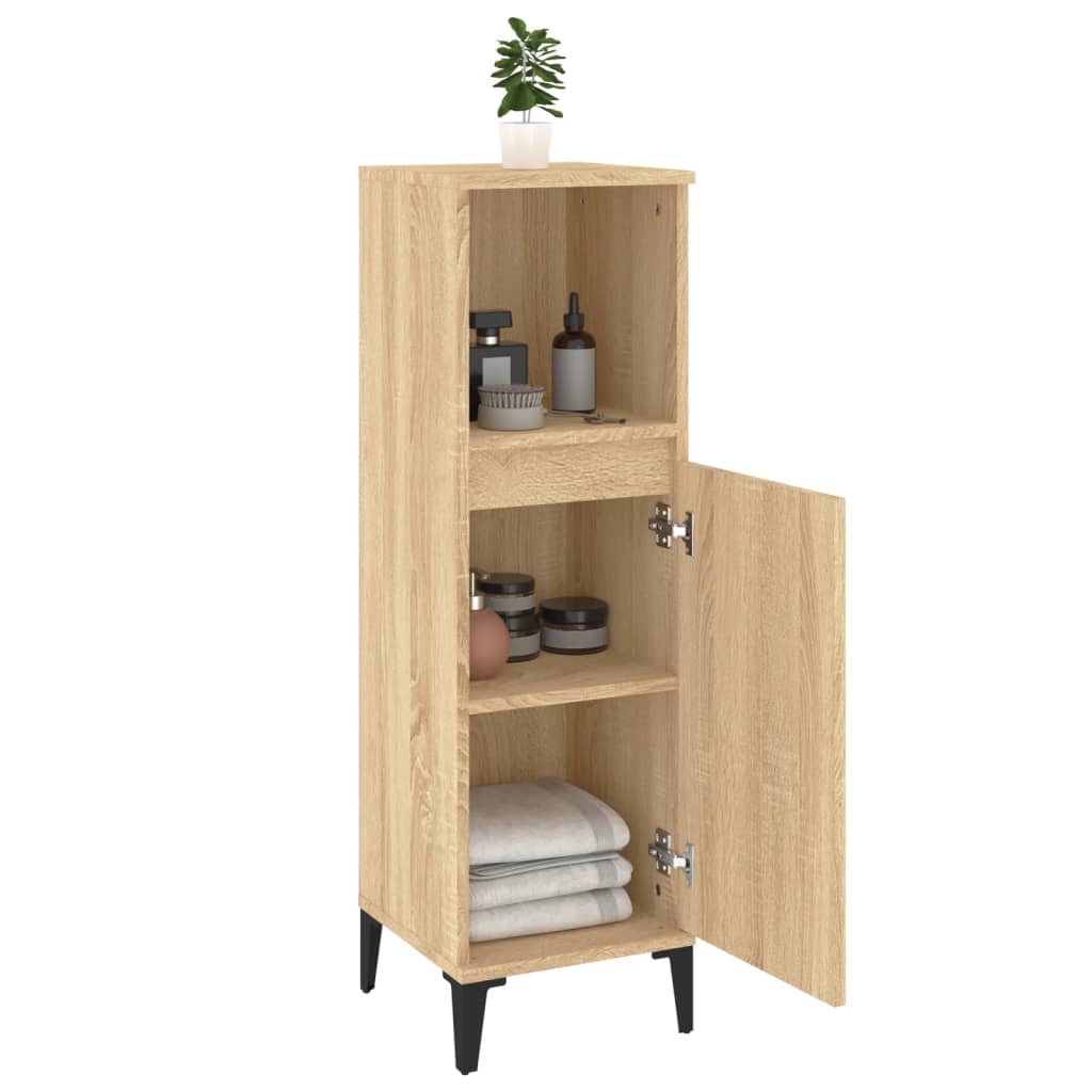 Mueble WC 30x30x100 cm fabricado en madera de roble sonoma