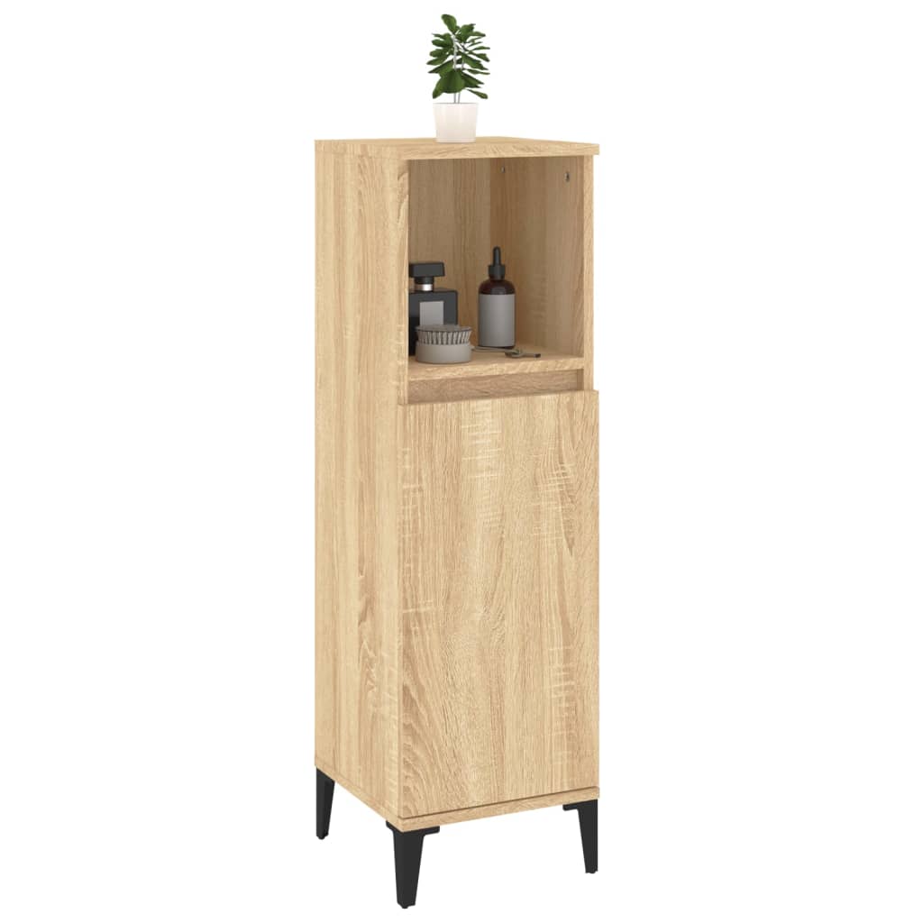 Mueble WC 30x30x100 cm fabricado en madera de roble sonoma