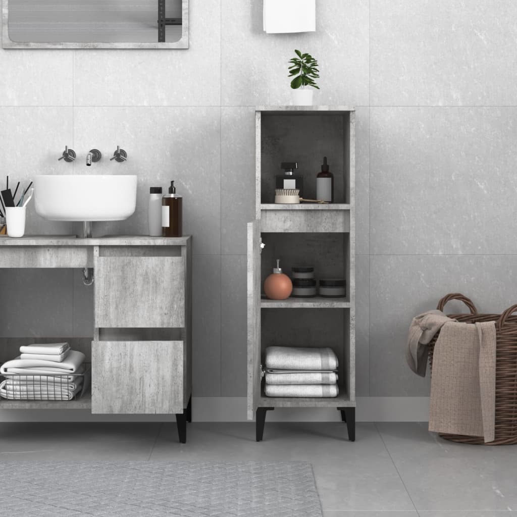 WC cabinet 30x30x100 cm cement gray wood-based