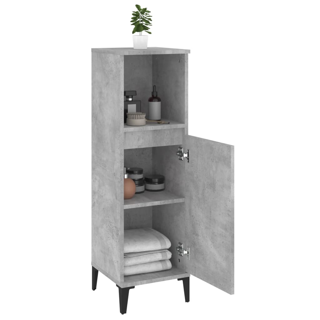 WC cabinet 30x30x100 cm cement gray wood-based