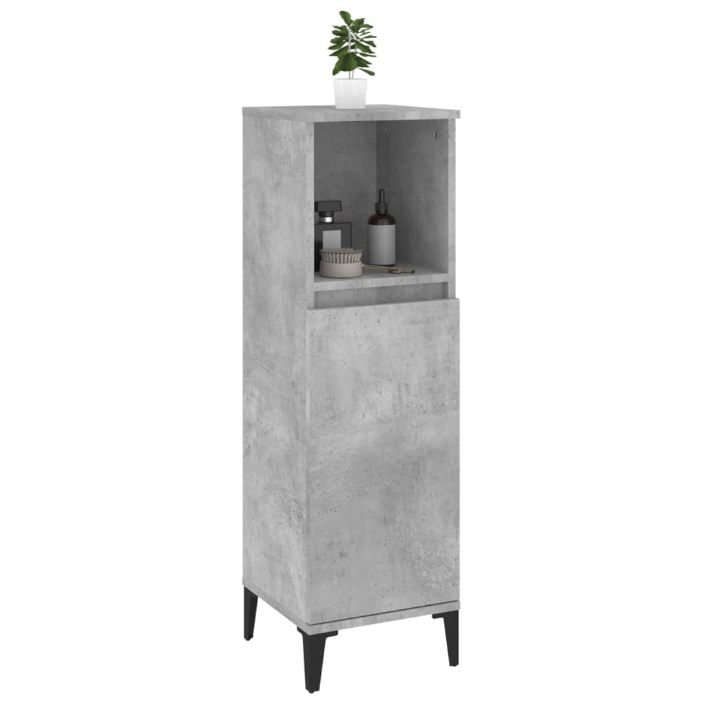 WC cabinet 30x30x100 cm cement gray wood-based