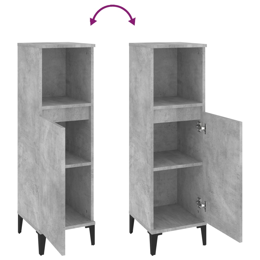 WC cabinet 30x30x100 cm cement gray wood-based