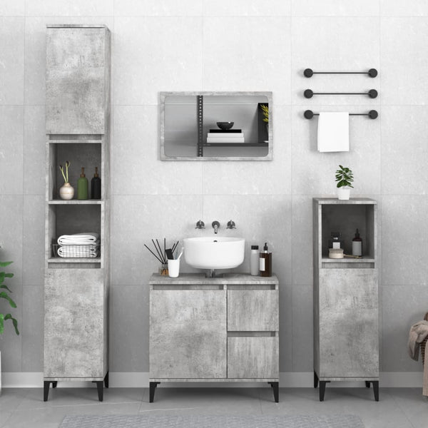 WC cabinet 30x30x100 cm cement gray wood-based