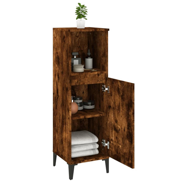 WC cabinet 30x30x100 cm smoked oak wood-based