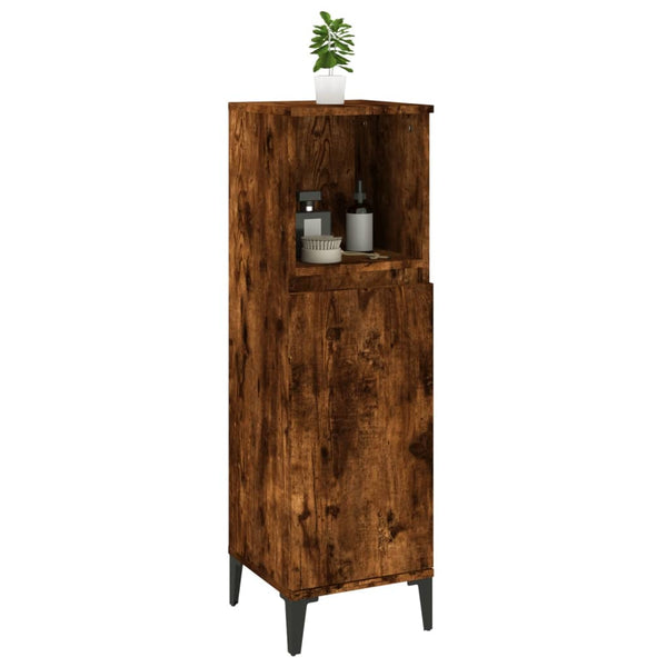 Mueble WC 30x30x100 cm base madera roble ahumado