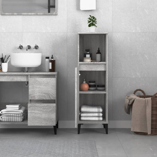 WC cabinet 30x30x100 cm made of gray sonoma wood