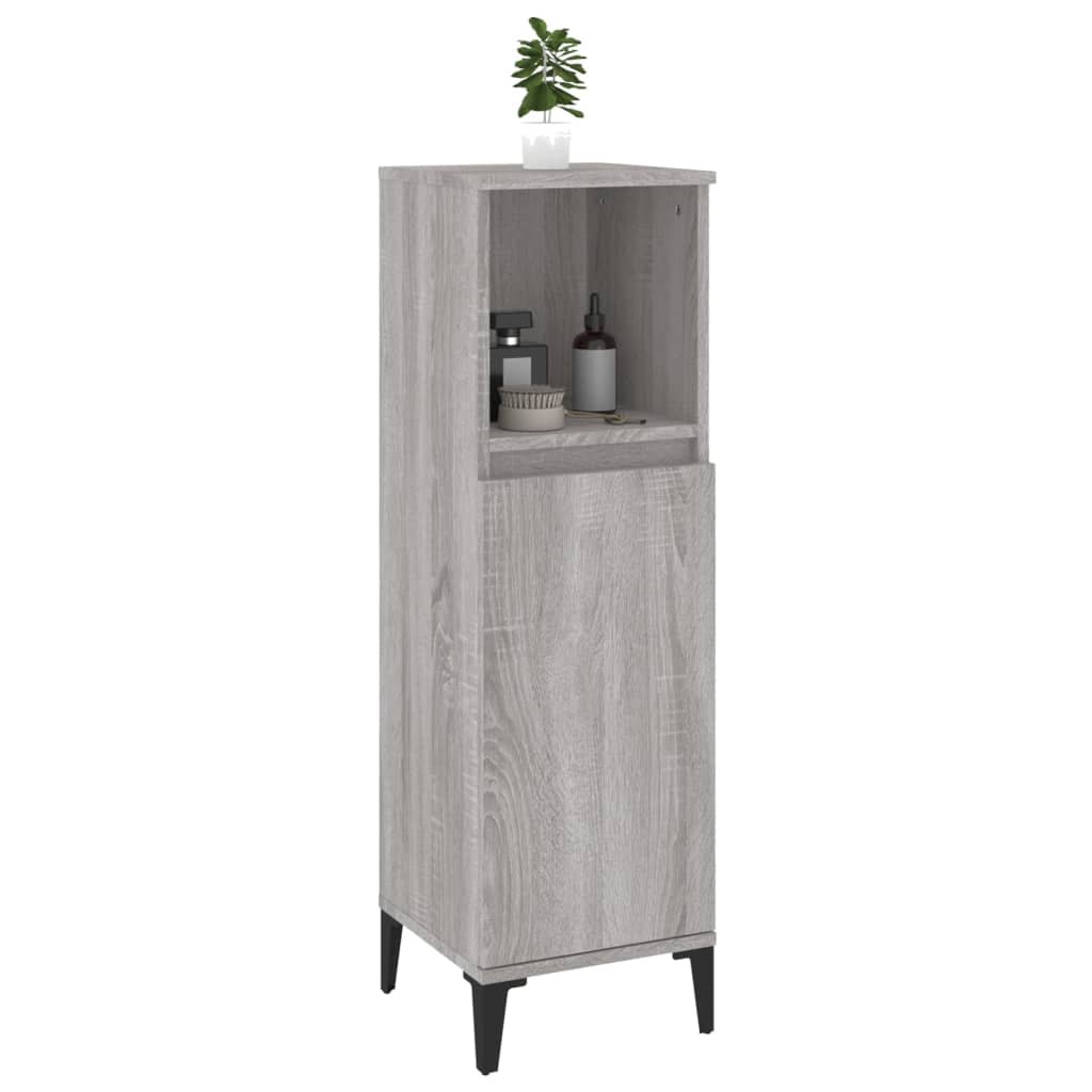 WC cabinet 30x30x100 cm made of gray sonoma wood