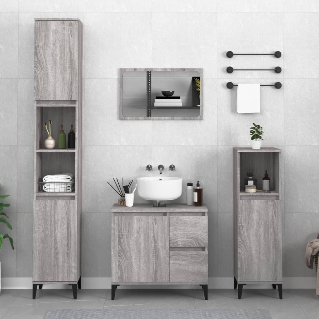 WC cabinet 30x30x100 cm made of gray sonoma wood
