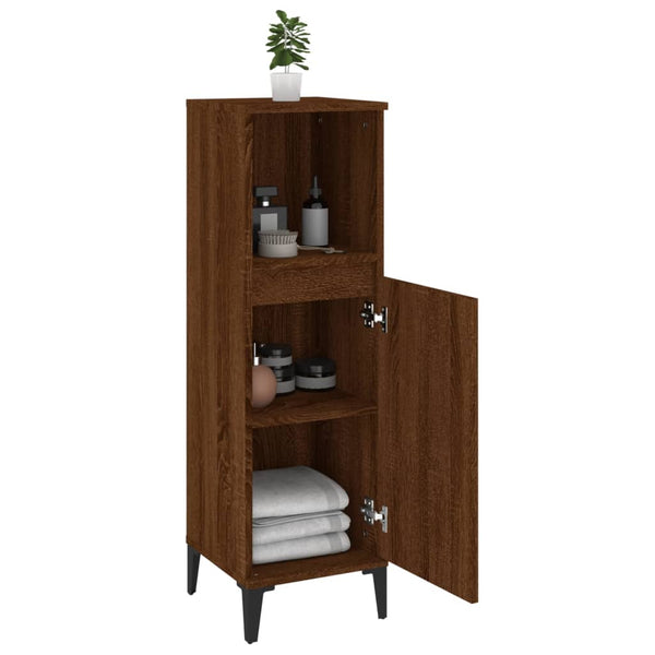 WC cabinet 30x30x100 cm made of brown oak wood