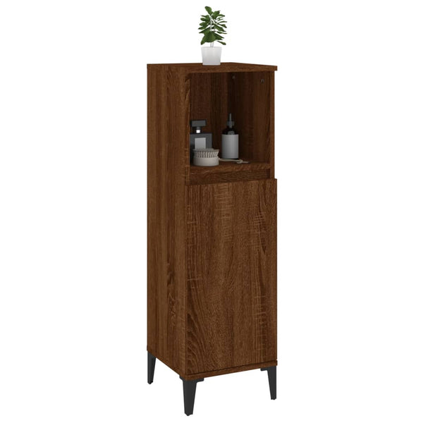 WC cabinet 30x30x100 cm made of brown oak wood