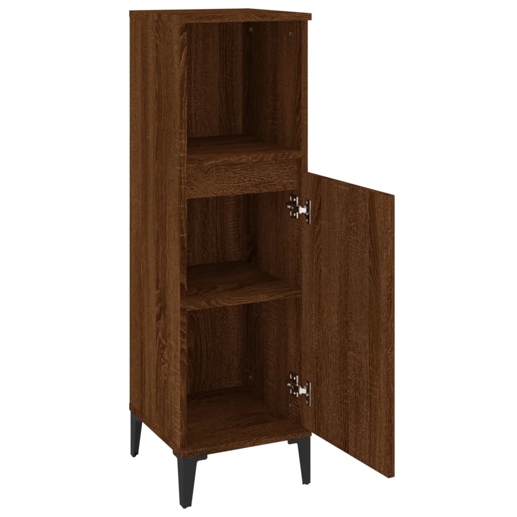 WC cabinet 30x30x100 cm made of brown oak wood