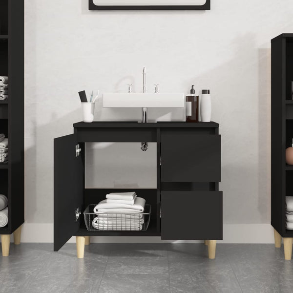 Bathroom cabinet 65x33x60cm black wood