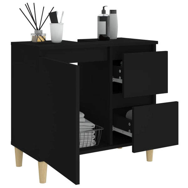 Bathroom cabinet 65x33x60cm black wood