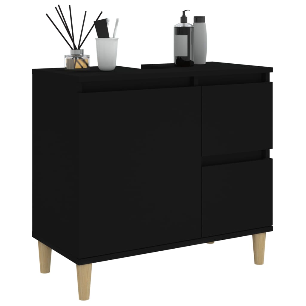 Mueble de baño 65x33x60cm madera negra