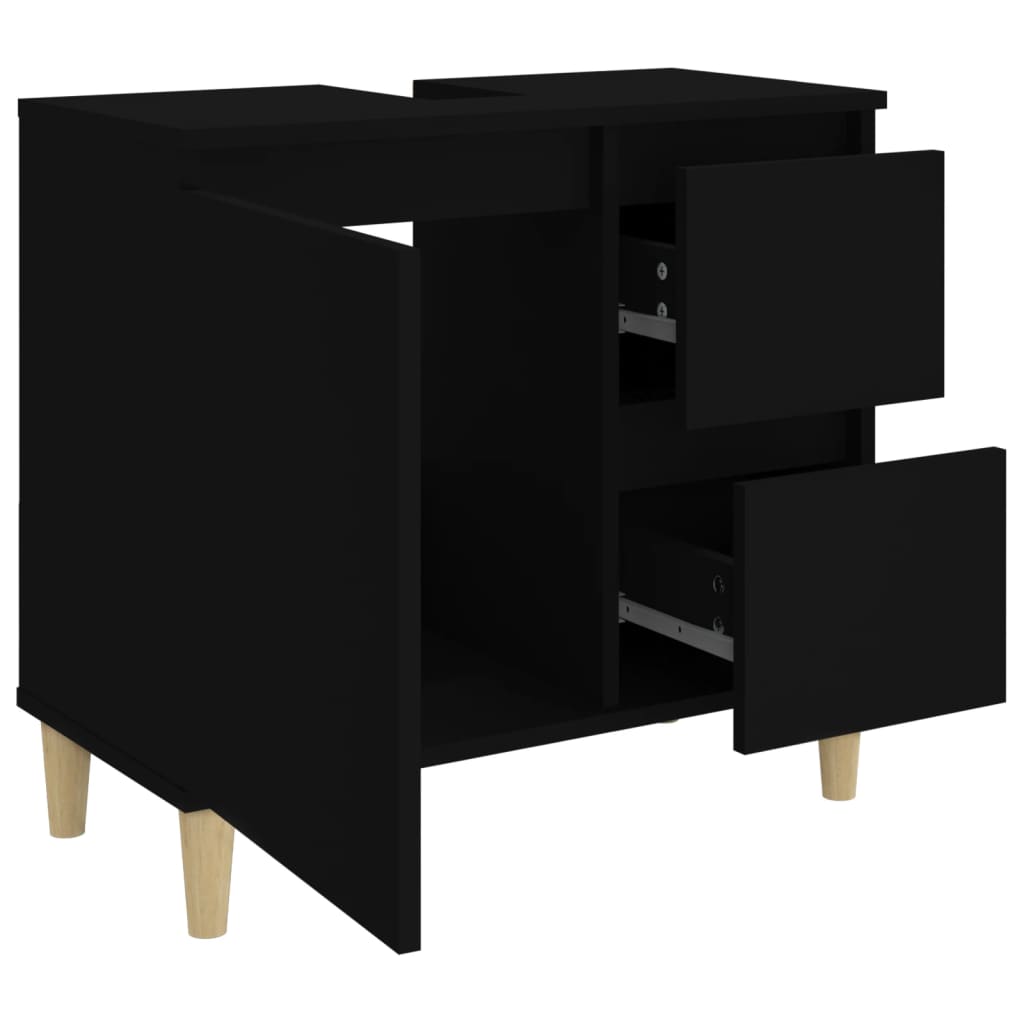 Bathroom cabinet 65x33x60cm black wood