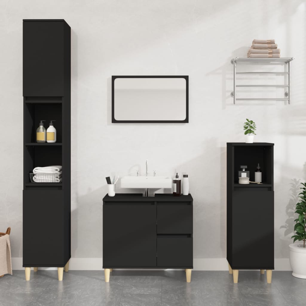 Bathroom cabinet 65x33x60cm black wood