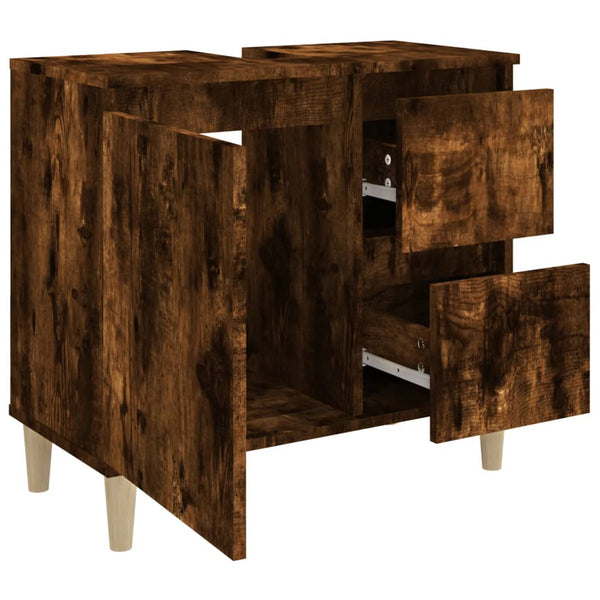 Mueble de baño 65x33x60 cm madera roble ahumado