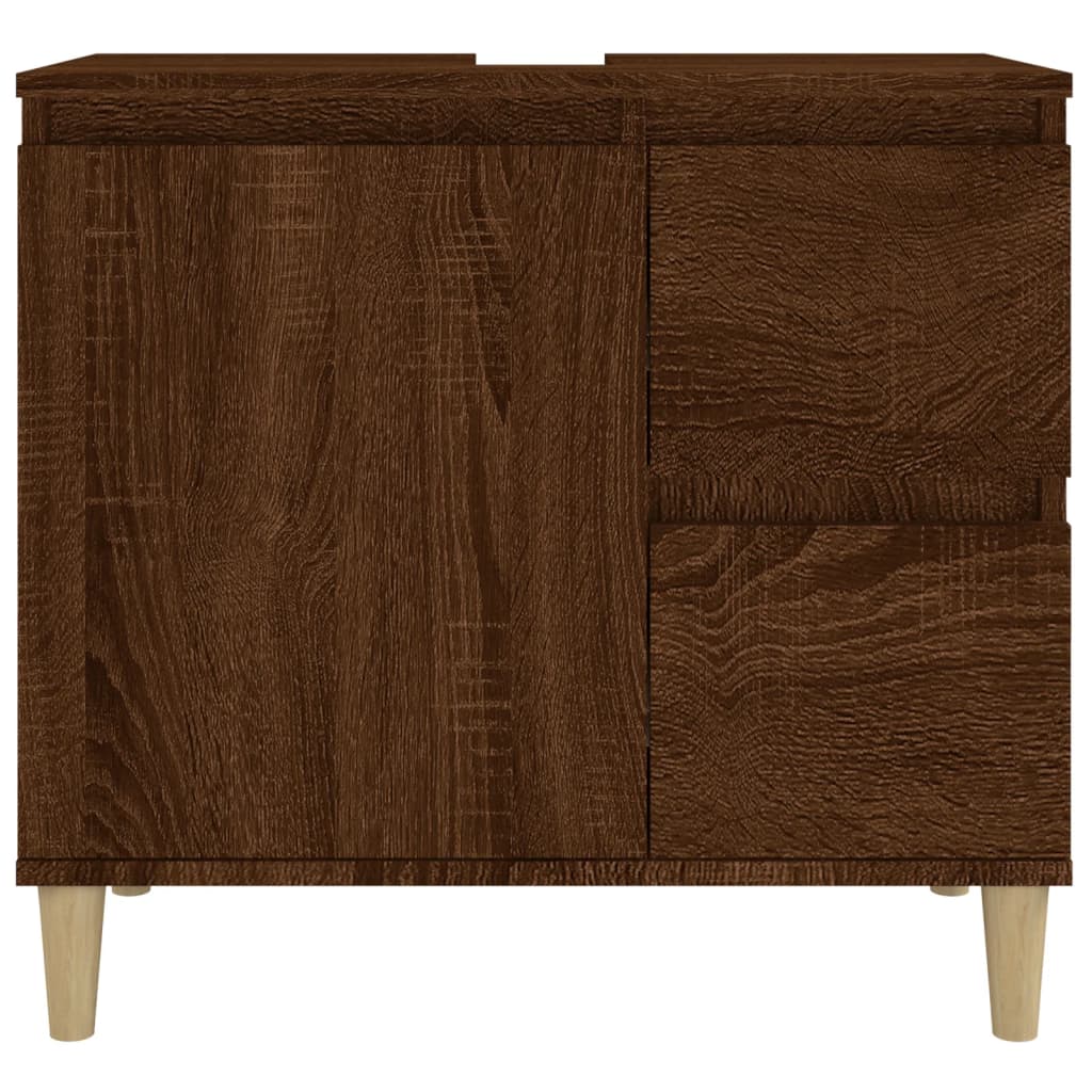 Bathroom cabinet 65x33x60 cm brown oak wood