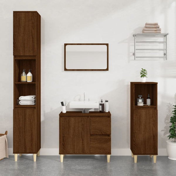 Bathroom cabinet 65x33x60 cm brown oak wood