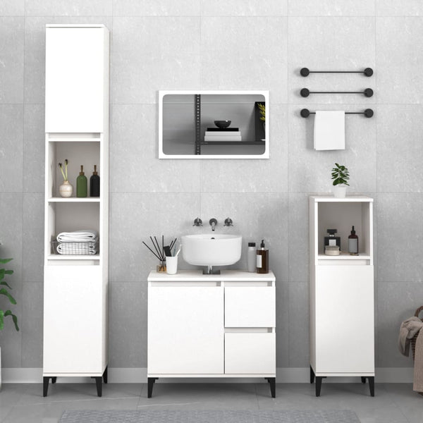 Bathroom cabinet 65x33x60cm white wood