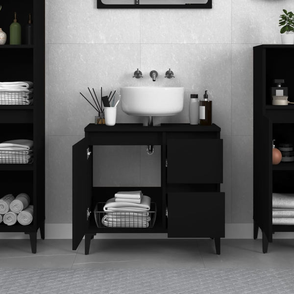 Bathroom cabinet 65x33x60cm black wood