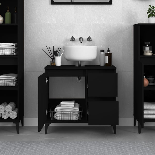 Mueble de baño 65x33x60cm madera negra