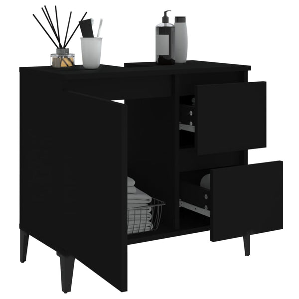 Bathroom cabinet 65x33x60cm black wood