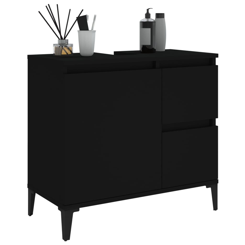 Mueble de baño 65x33x60cm madera negra