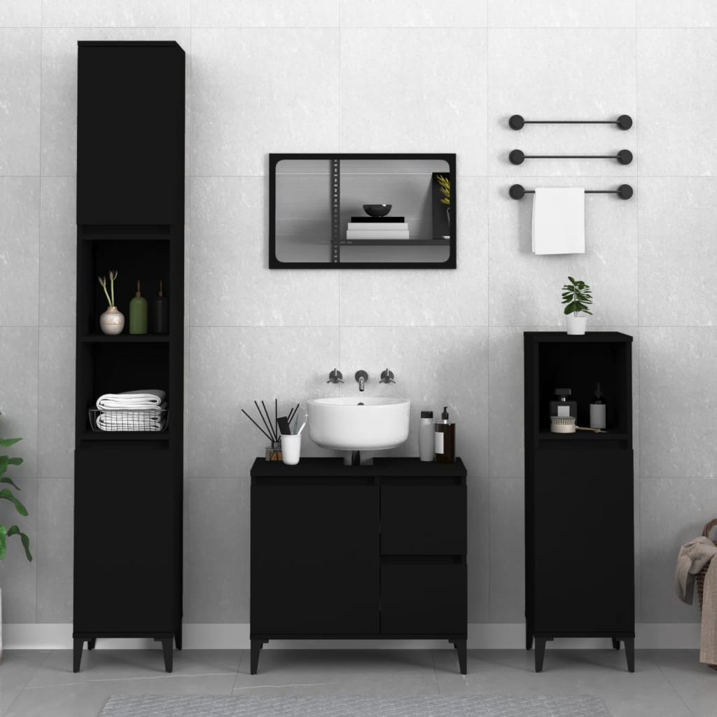 Bathroom cabinet 65x33x60cm black wood