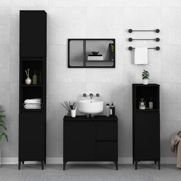 Mueble de baño 65x33x60cm madera negra