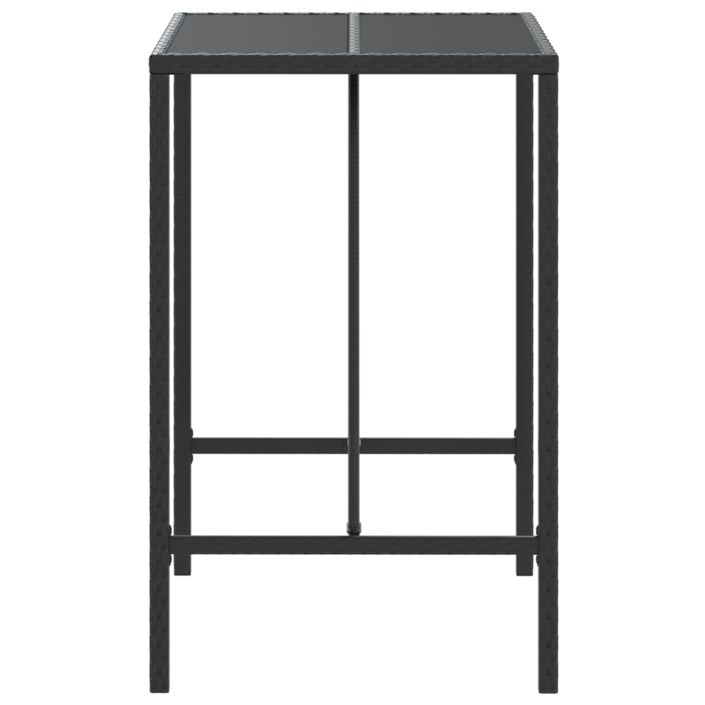 Mesa de bar com tampo de vidro 70x70x110 cm vime PE preto