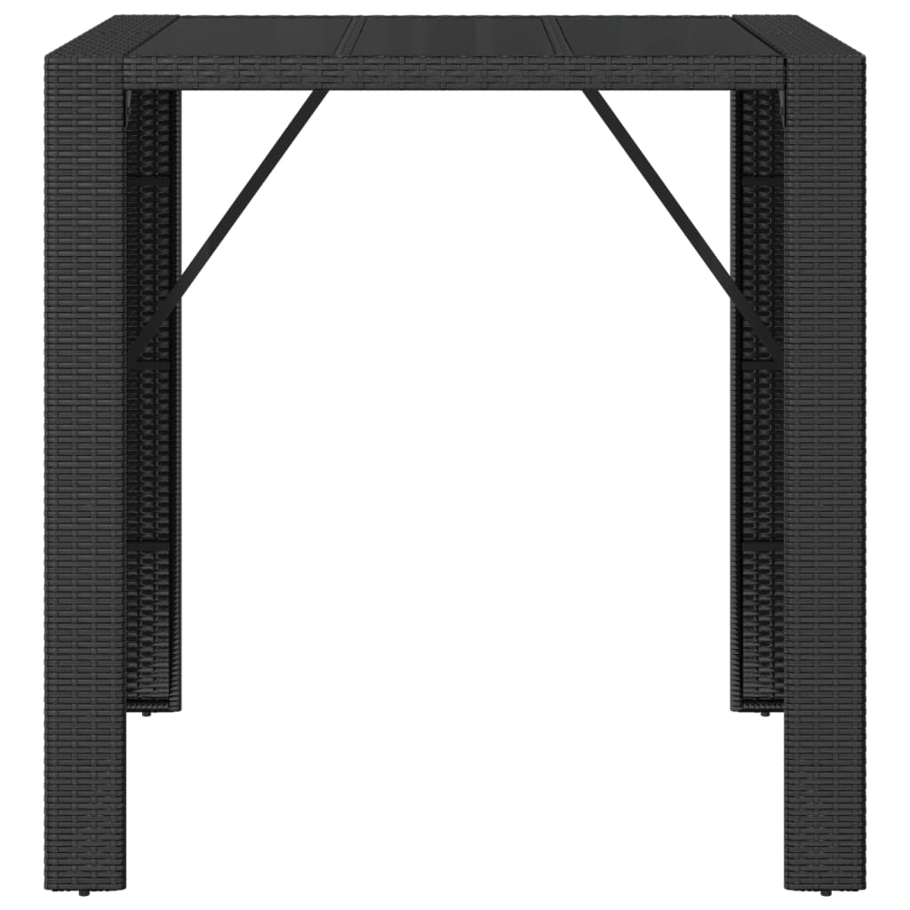 Mesa de bar com tampo de vidro 105x80x110 cm vime PE preto