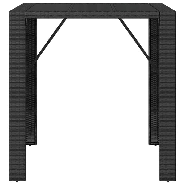 Mesa de bar com tampo de vidro 105x80x110 cm vime PE preto