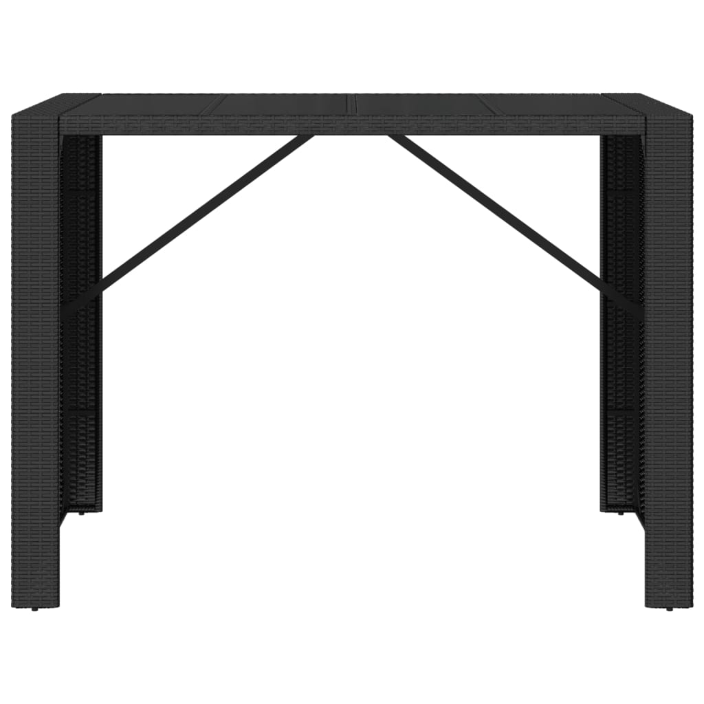 Mesa de bar com tampo de vidro 145x80x110 cm vime PE preto