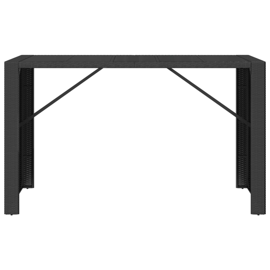 Mesa de bar com tampo de vidro 185x80x110 cm vime PE preto