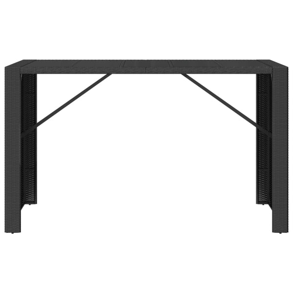 Mesa de bar com tampo de vidro 185x80x110 cm vime PE preto