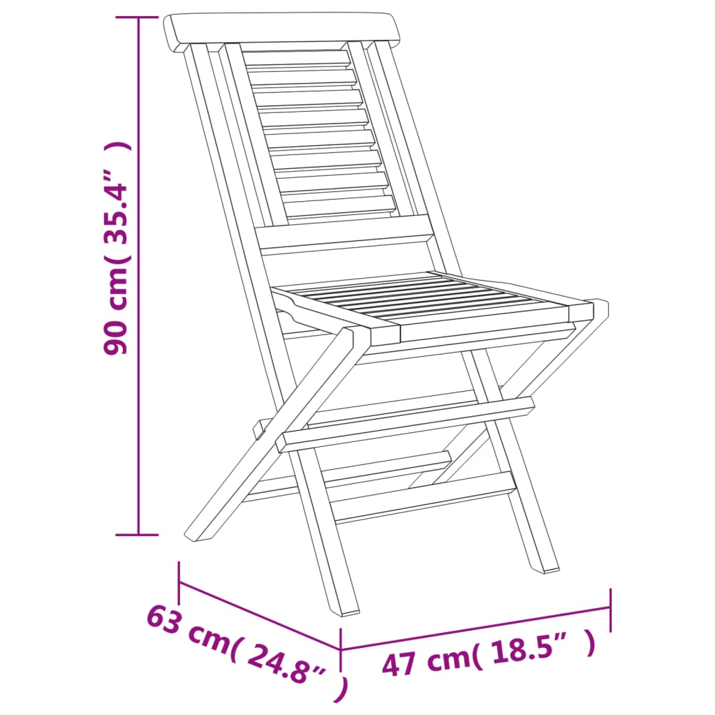 Cadeiras de jardim dobráveis 2 pcs 47x63x90 cm teca maciça