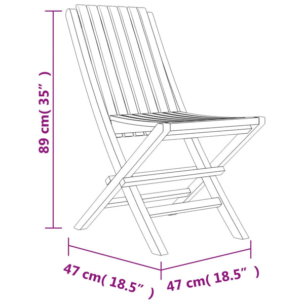 Cadeiras de jardim dobráveis 2 pcs 47x47x89 cm teca maciça