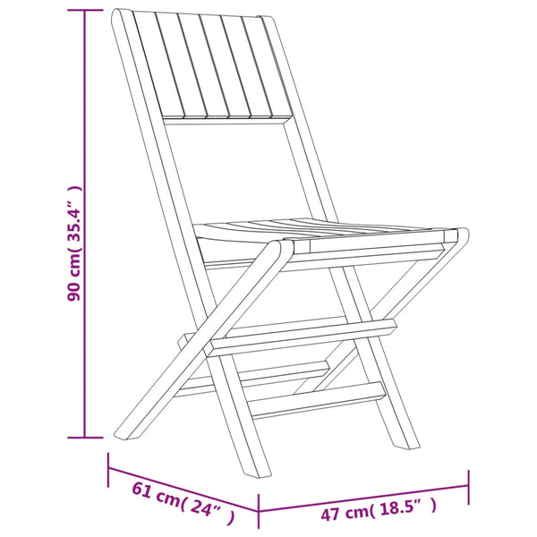 Cadeiras de jardim dobráveis 2 pcs 47x61x90 cm teca maciça