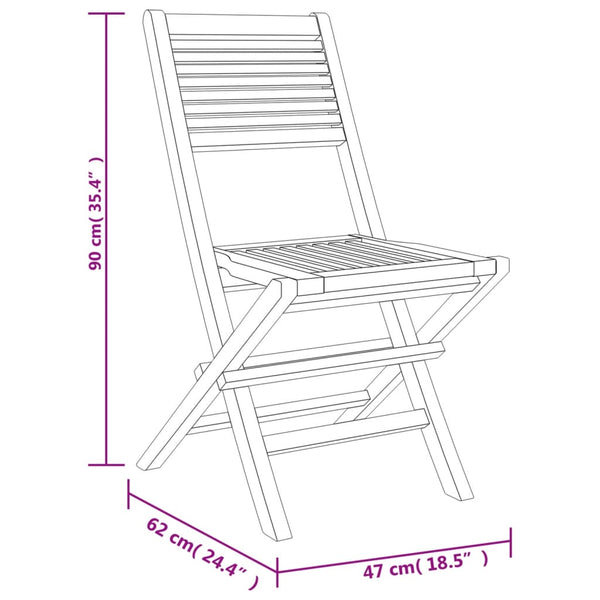 Cadeiras de jardim dobráveis 2 pcs 47x62x90 cm teca maciça